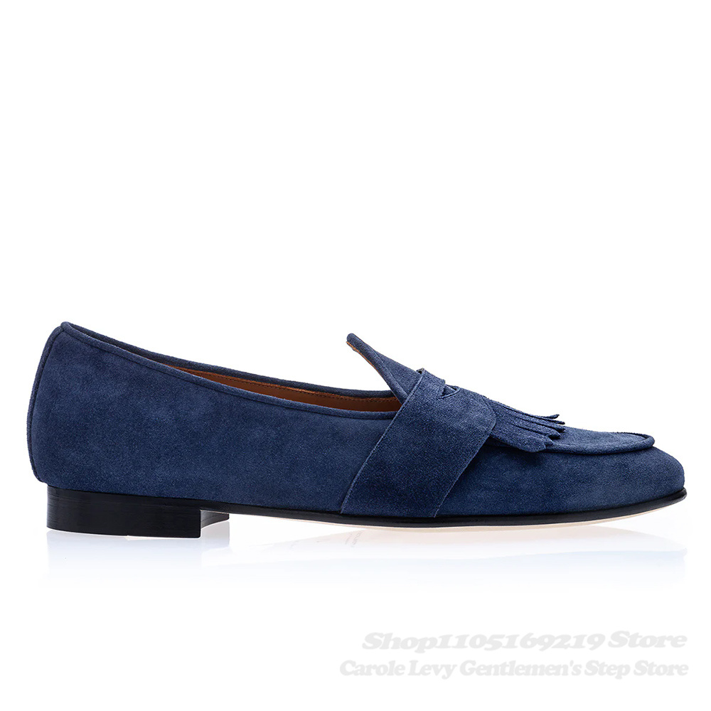 Navy Blue Suede Loafers Men Ro - Suede Loafers Men ulasan dan harga